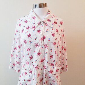70s Vintage Blouse/Jacket - 40s Novelty Print Fabric